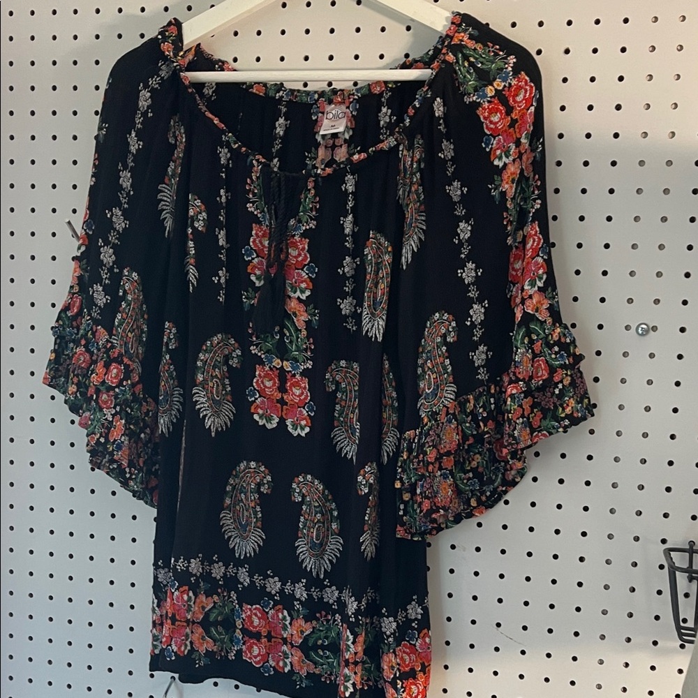 Bila Black Floral Women's Blouse